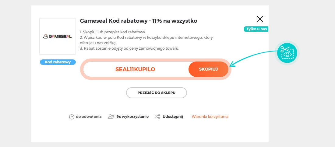 Instrukcja jak skopiować kod rabatowy dla Gameseal