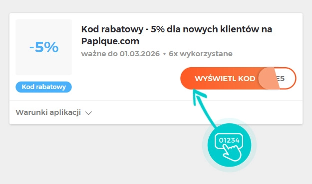 Przykład kodu rabatowego dla Papique