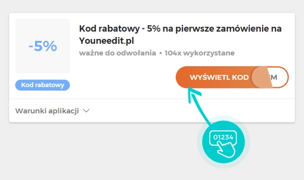 Przykład kodu rabatowego dla YouNeedit