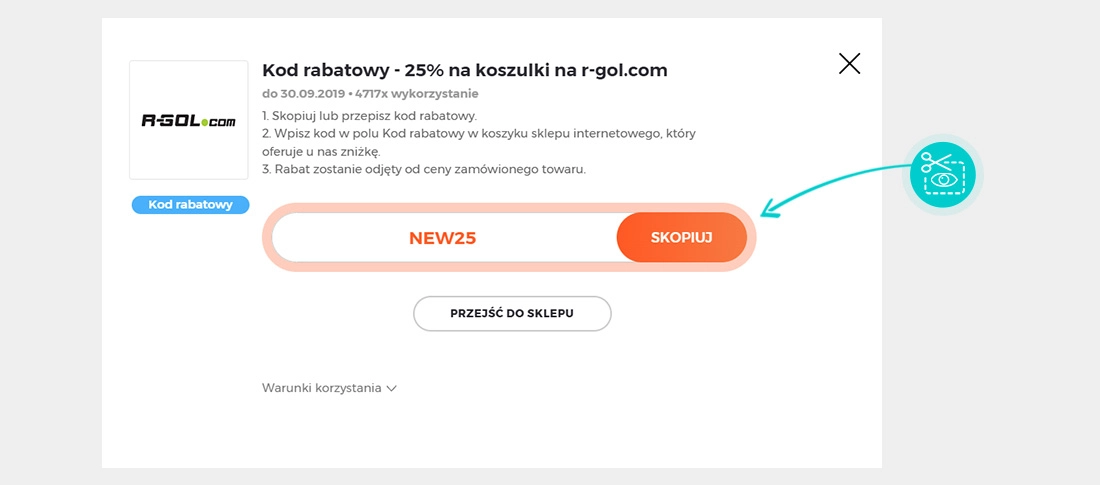 Instrukcja jak skopiować kod rabatowy dla R-GOL