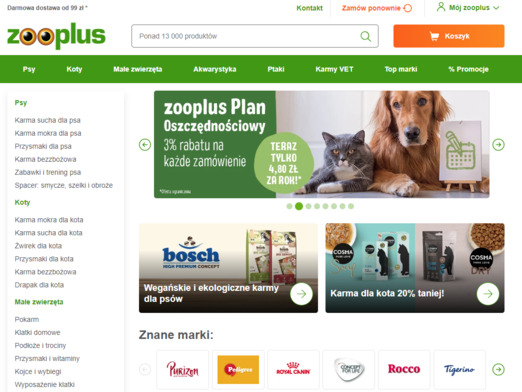 Zooplus - strona internetowa sklepu