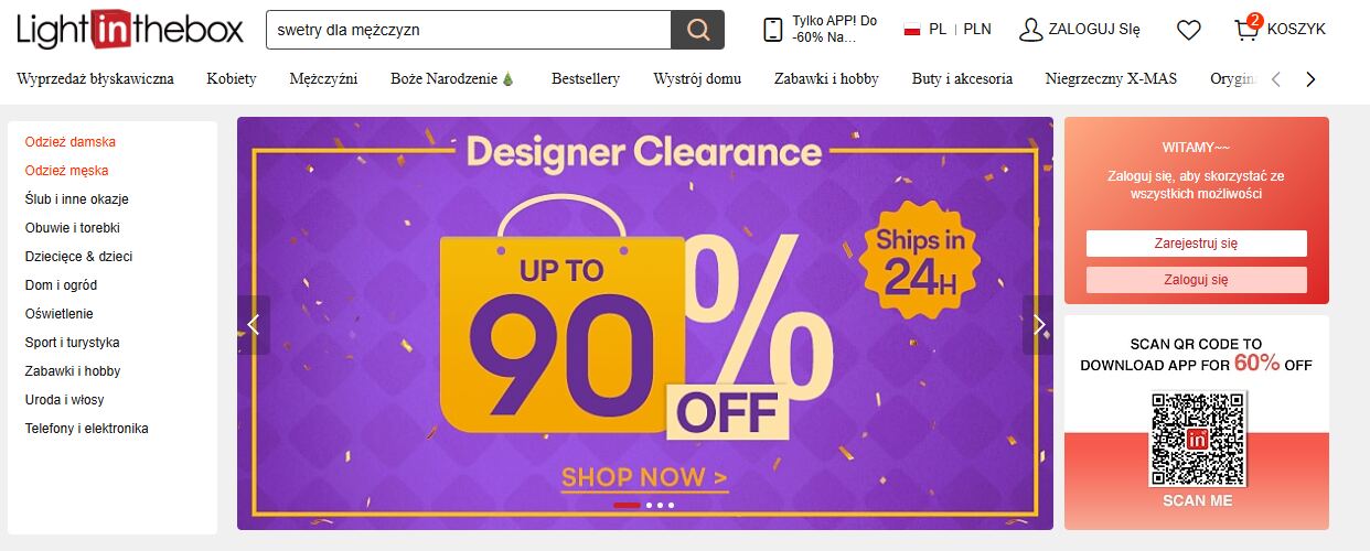 Strona internetowa sklepu