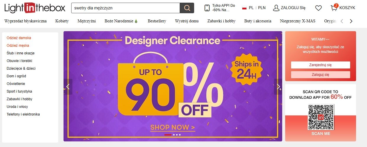 Strona internetowa sklepu