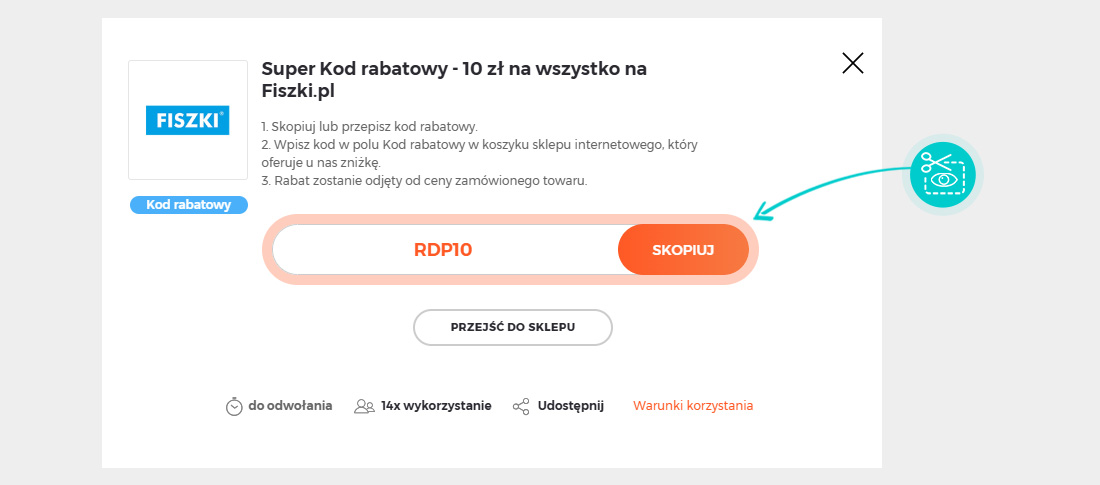 Instrukcja jak skopiować kod rabatowy dla Fiszki