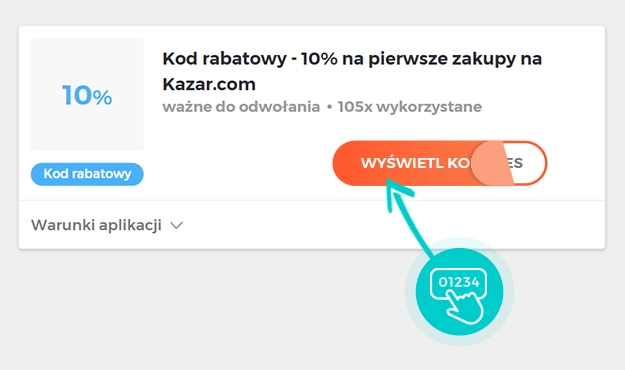 Przykład kodu rabatowego dla Kazar