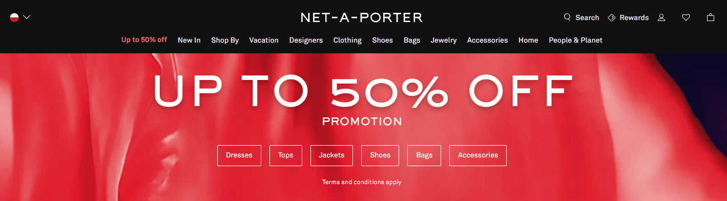 Net a porter - strona internetowa sklepu