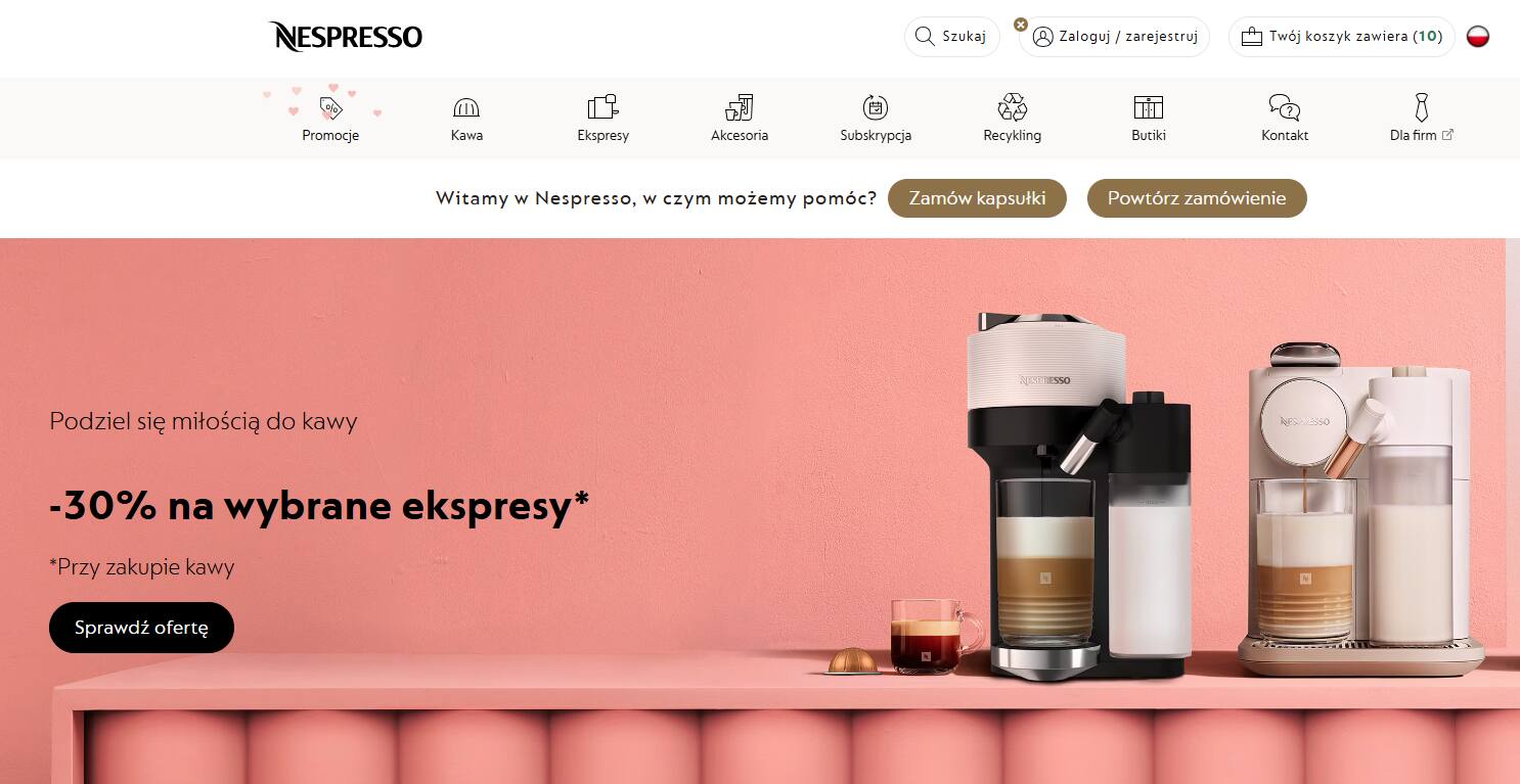 Nespresso - strona internetowa sklepu