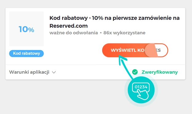 Przykład kodu rabatowego dla Reserved