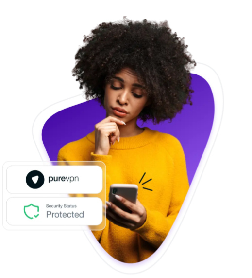 Pure vpn - kobieta z telefonem