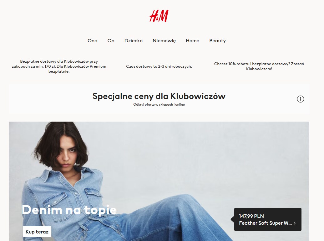 H&M - strona internetowa sklepu