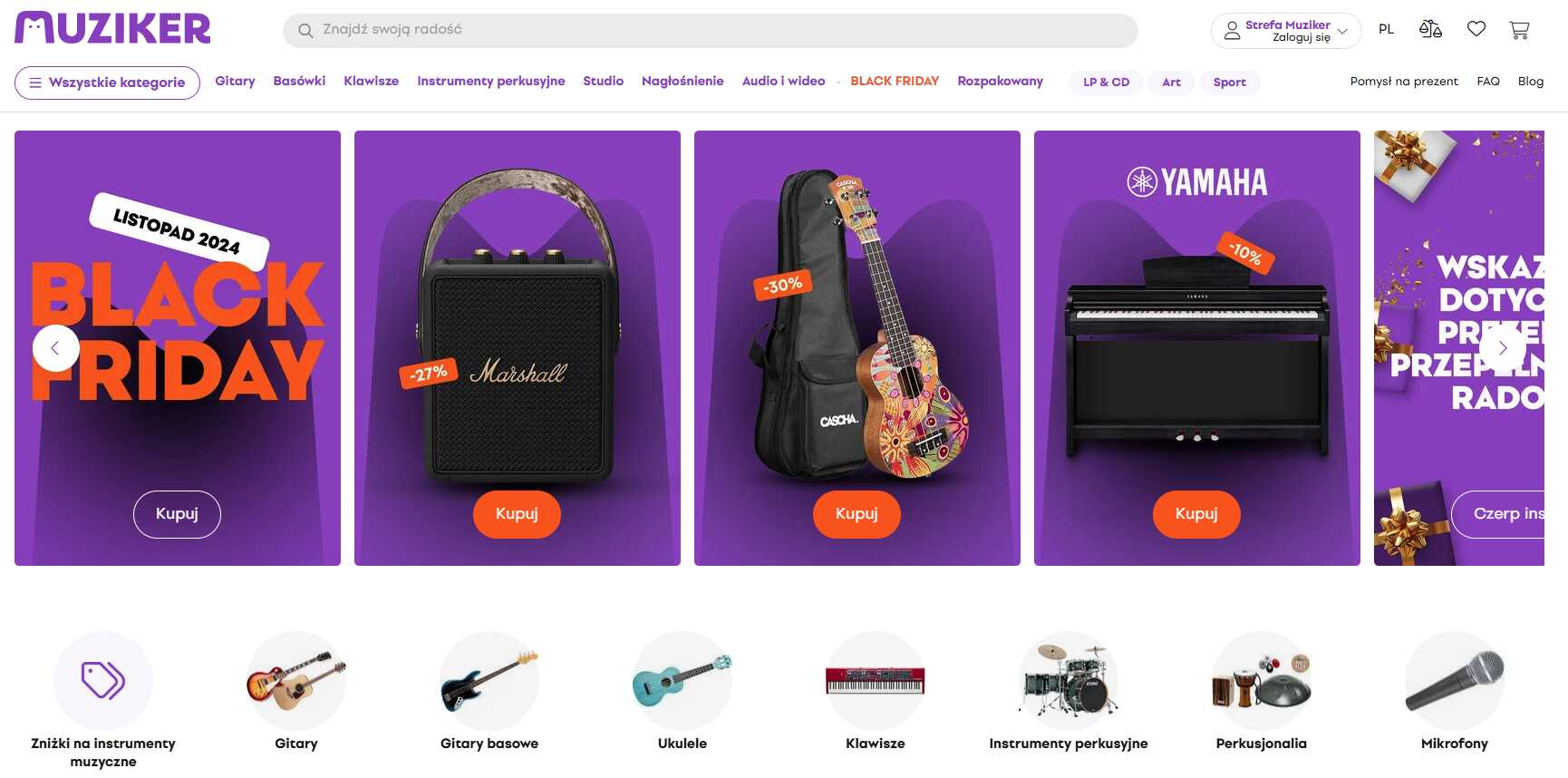 Muziker - strona internetowa sklepu