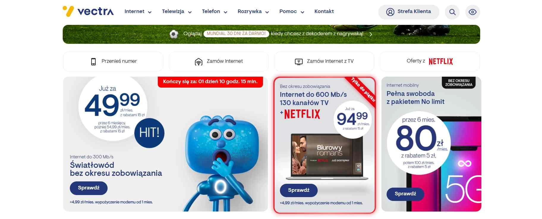 Strona internetowa sklepu Vectra