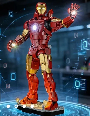 Robot w czerwonej zbroi z oświetleniem