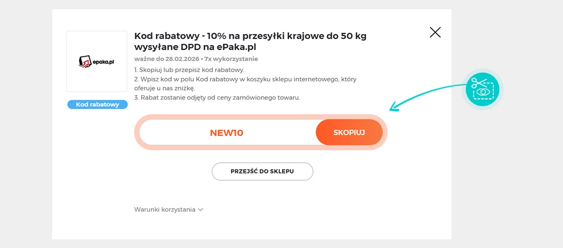 Instrukcja jak skopiować kod rabatowy dla ePaka