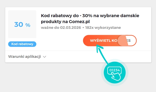 Przykład kodu rabatowego dla Gomez