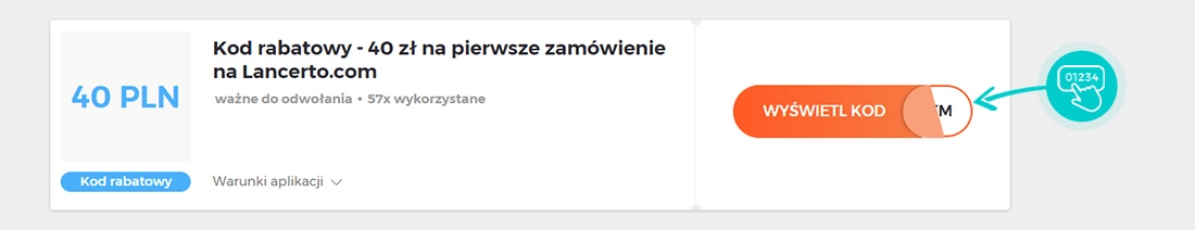 Przykład kodu rabatowego dla Lancerto