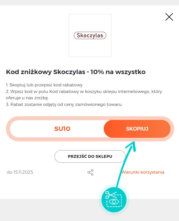Instrukcja jak skopiować kod rabatowy dla Skoczylas