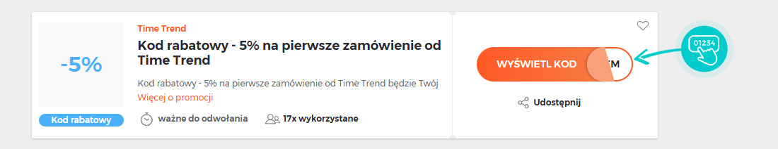 Przykład kodu rabatowego dla Time Trend
