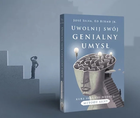 Książka z niebieską okładką na szarym tle