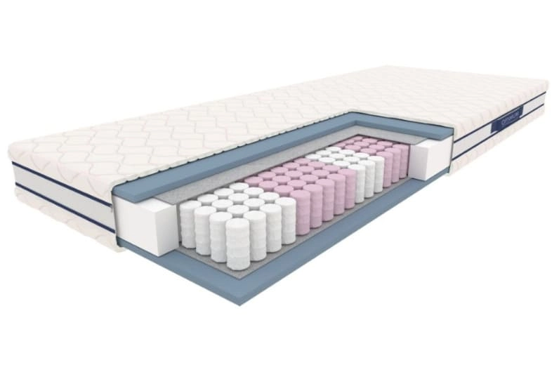 Jednoosobowy biały materac z częścią w przekroju