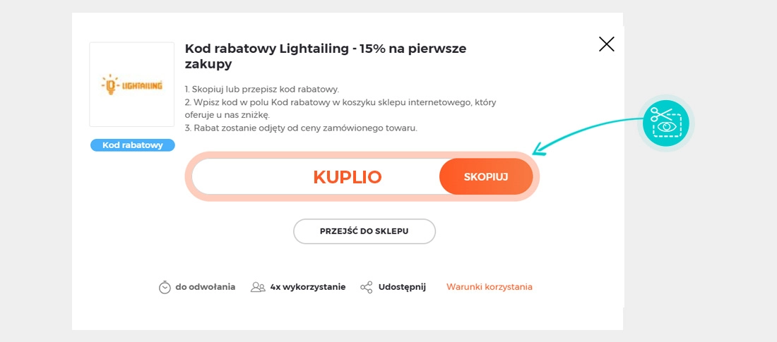 Instrukcja jak skopiować kod rabatowy dla Lightailing