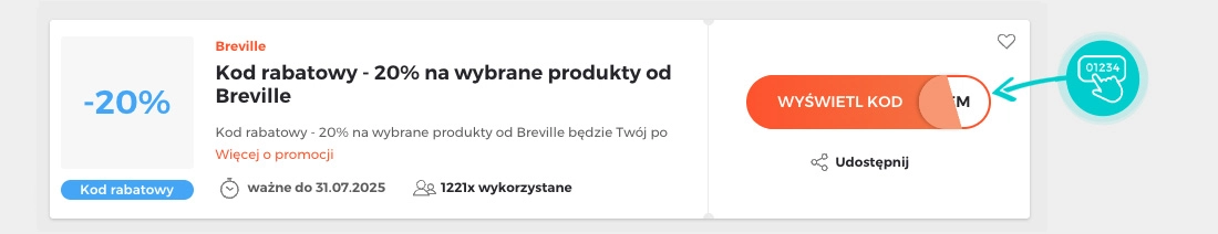 Przykład kodu rabatowego dla Breville