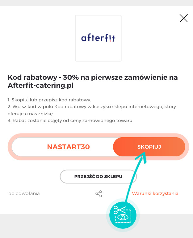 Instrukcja jak skopiować kod rabatowy dla AfterFit Catering