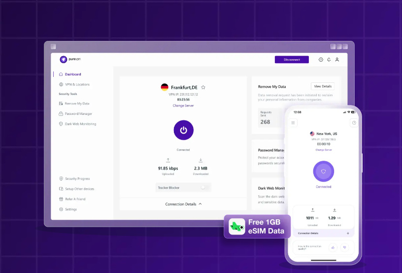 Pure Vpn - desktop i aplikacja