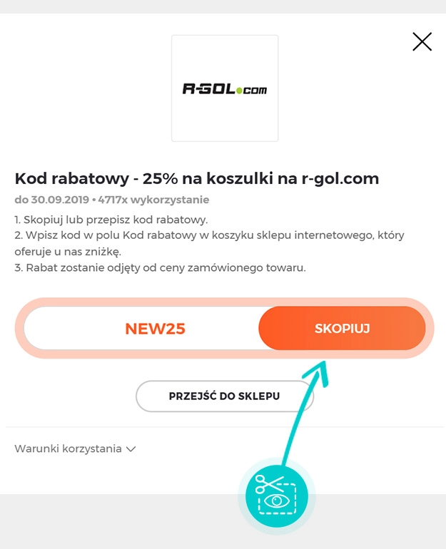 Instrukcja jak skopiować kod rabatowy dla R-GOL