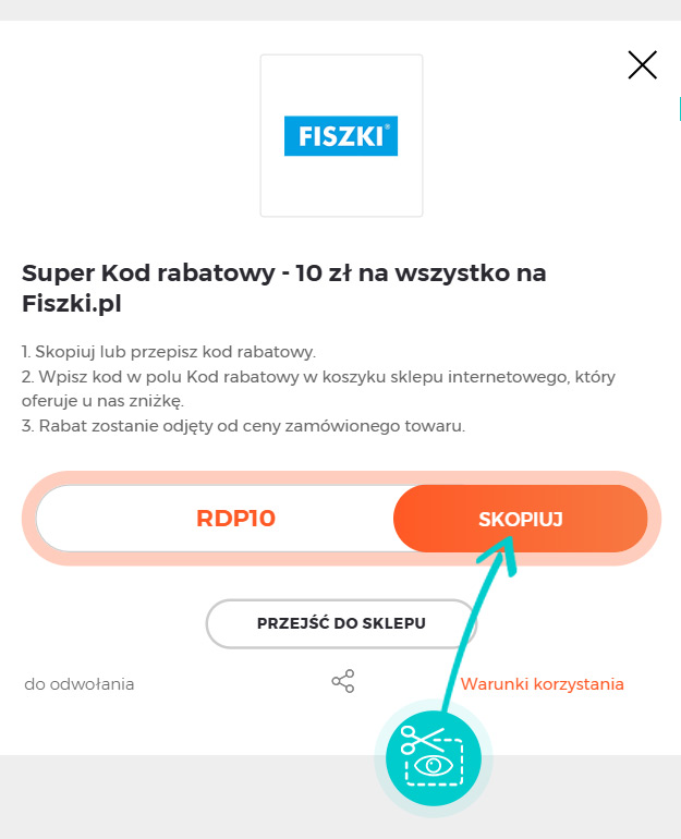 Instrukcja jak skopiować kod rabatowy dla Fiszki