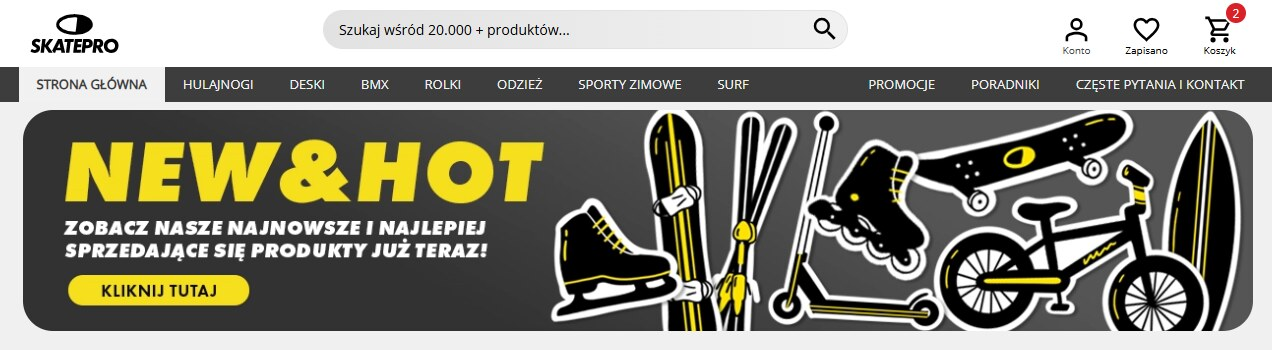SkatePro - strona internetowa sklepu