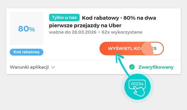 Przykład kodu rabatowego dla Uber