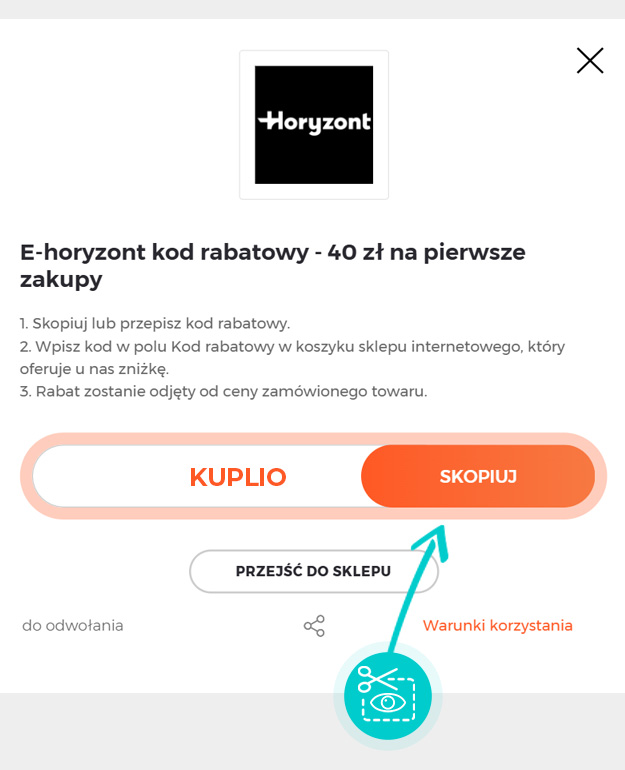 Instrukcja jak skopiować kod rabatowy dla Horyzont