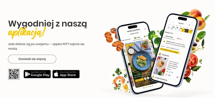 Baner z aplikacją cateringu