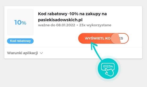 Przykład kodu rabatowego dla Pasieki Sadowskich