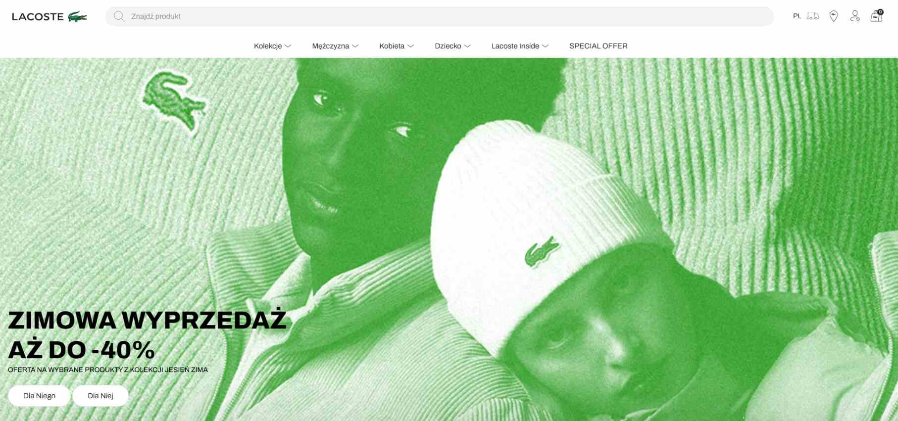Lacoste - strona internetowa sklepu