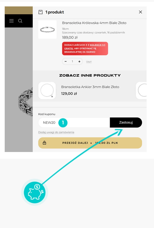 Instrukcja jak wpisać kod rabatowy w koszyku zakupownym Iced Stuff