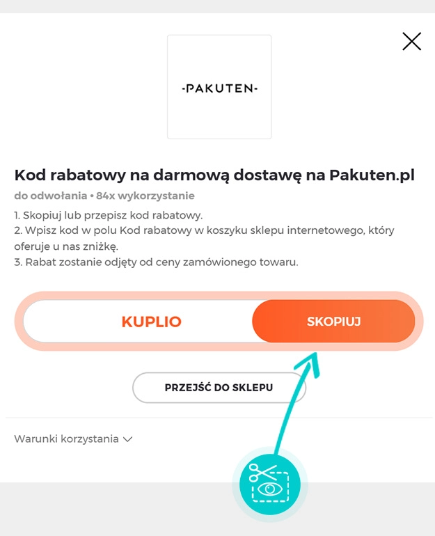 Instrukcja jak skopiować kod rabatowy dla Pakuten
