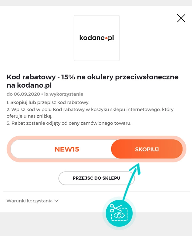 Instrukcja jak skopiować kod rabatowy dla Kodano