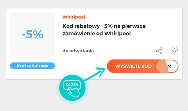 Przykład kodu rabatowego dla Whirlpool