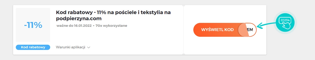 Przykład kodu rabatowego dla Pod Pierzyną