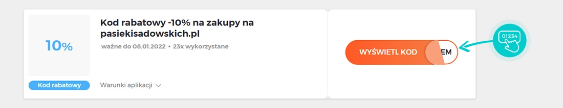 Przykład kodu rabatowego dla Pasieki Sadowskich