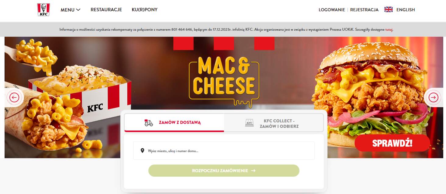 KFC - strona internetowa