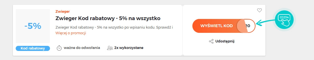 Przykład kodu rabatowego dla Zwieger