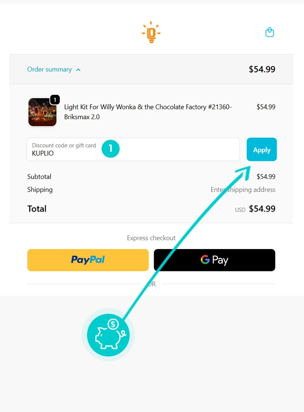 Instrukcja jak wpisać kod rabatowy w koszyku zakupownym Lightailing