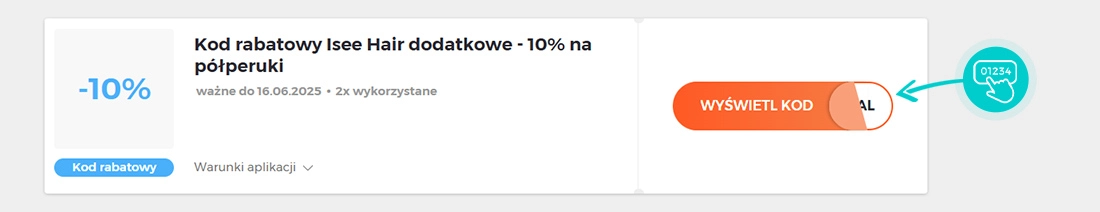 Przykład kodu rabatowego dla Isee Hair