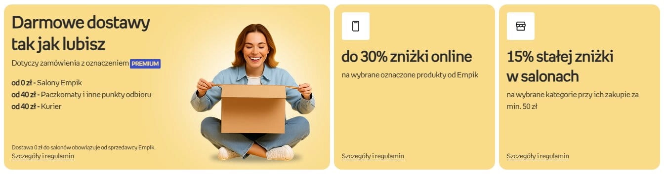 Banery informacyjne z korzyściami konta premium