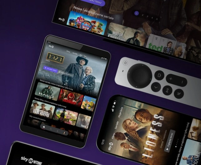 Ekrany smartfonów i tabletów z aplikacją streamingową