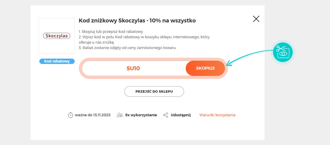 Instrukcja jak skopiować kod rabatowy dla Skoczylas