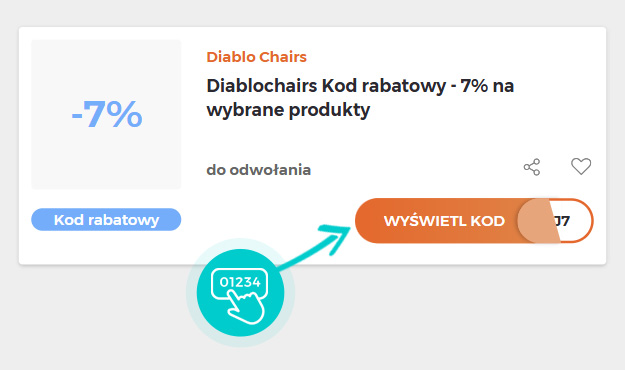 Przykład kodu rabatowego dla Diablo Chairs